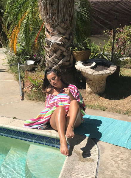 Fresco Towels - Napa Strips White - Long Bandito Poncho