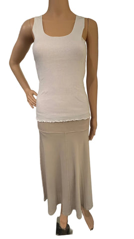 Mid Length Skirt - Solid Garment Dye - Stone