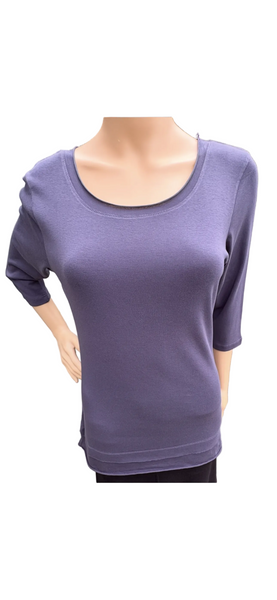 Solid Roll up Round-Neck Top - Navy