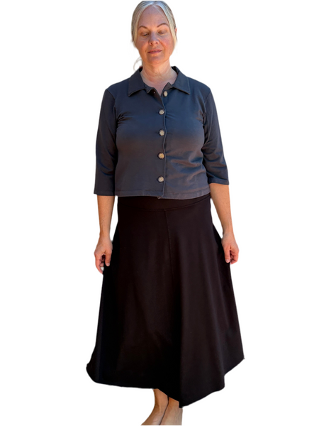 Long Skirt - Garment Dye Solid - Black