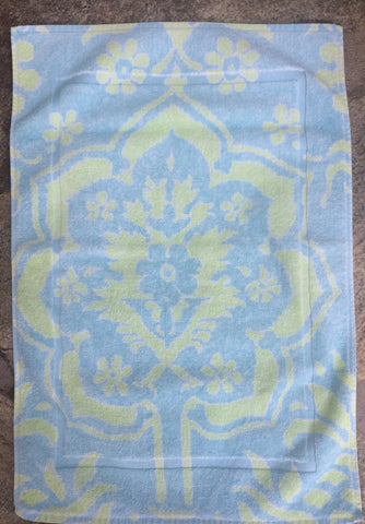 Fresco Towels - Venetian Brocade Sky/Mint - Small Bath Mat