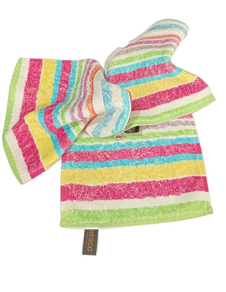 Fresco Towels- Napa Stripes Multi White - Washcloth
