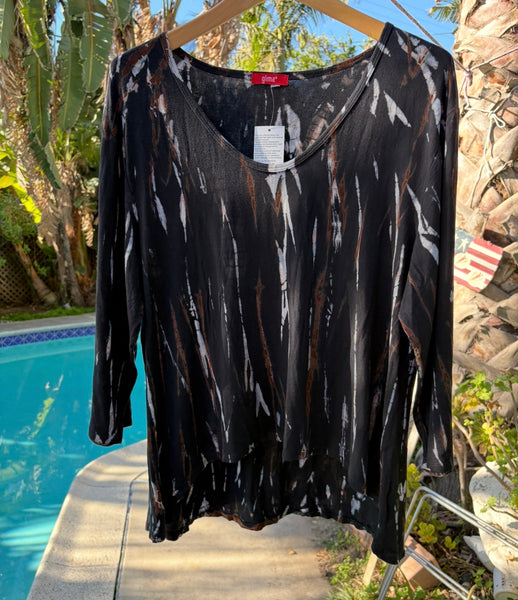 Alligator Tie Dye Hi/Low Top      Brown /Black/Grey