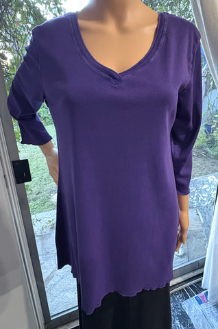 Solid V-Neck Tunic - Pansy Purple