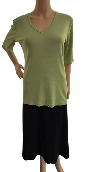 Solid Elbow Sleeves V neck - Lawn