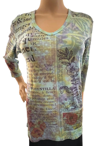 French Garden V neck - Mint combo