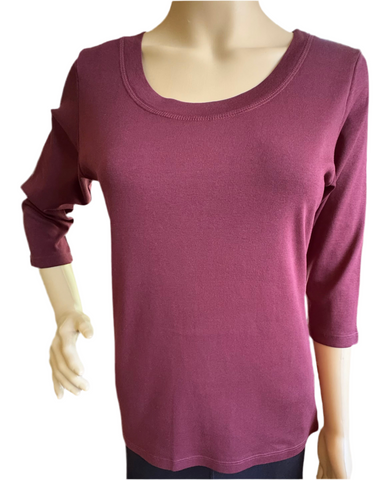 Solid Round-Neck Top - Mulberry