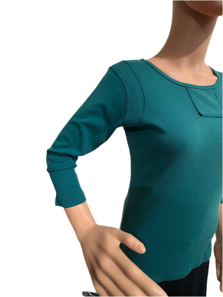 Textured Details Solid Top - Dragon Teal
