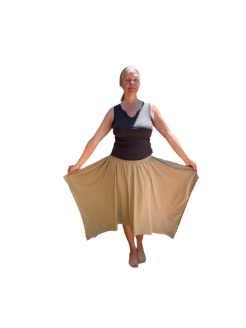 Skirt Mid Length Butterfly - Garment Dye Solid - Khaki