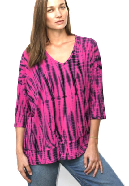 Alligator Tie Dye Hi/Low Top      Fuschia/Midnight