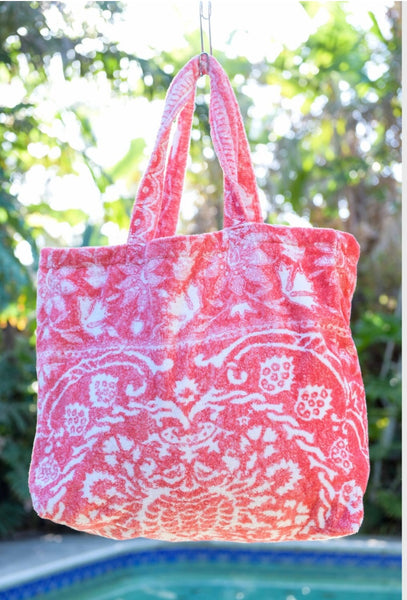 Fresco Towels - Bohemian Damask Red - Large Tote Bag