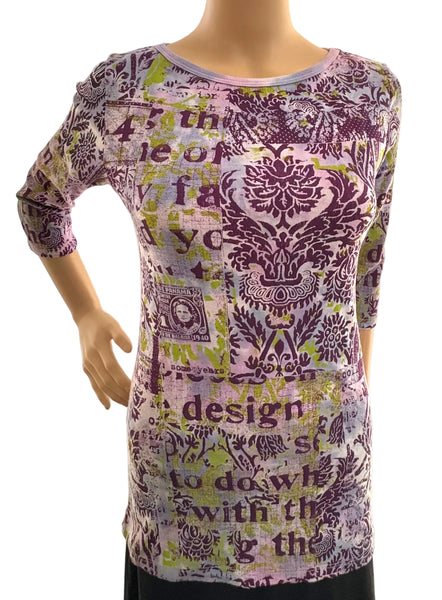 Balboa Damask - Boat Neck Top - Lavender