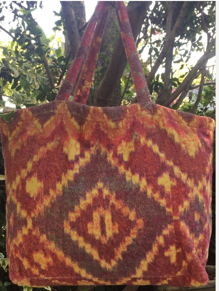 Fresco Towels - Ikat Diamonds Gold - Large Tote Bag
