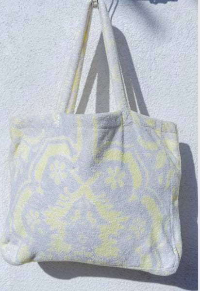 Fresco Towels -  Venetian Brocade Lemon/Sand - Medium Tote Bag