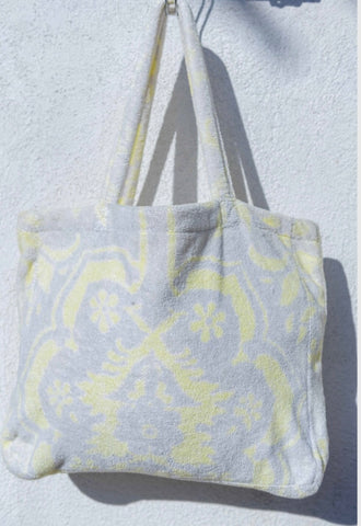Fresco Towels -  Venetian Brocade Lemon/Sand - Medium Tote Bag