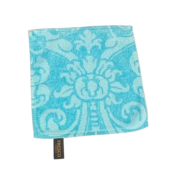 Fresco Towels- Royal Damask Aqua - Washcloth