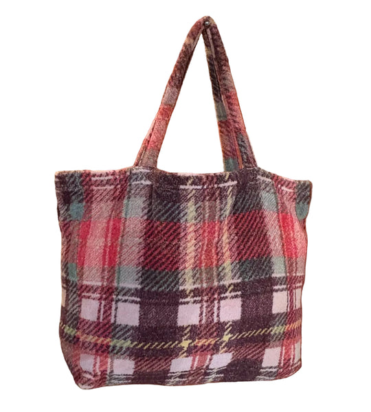 Fresco Towels - Highland Plaids Pink - Large Tote Bag