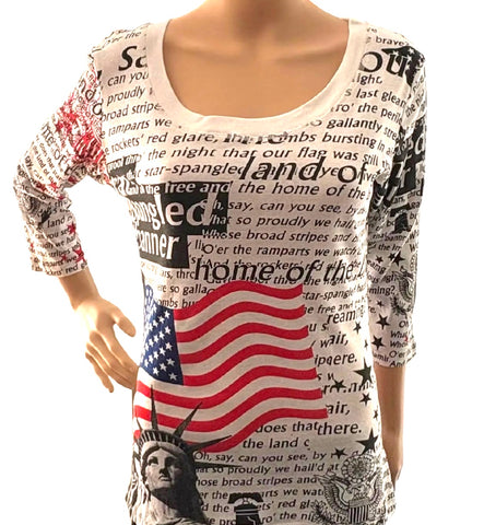 Americana Round Neck Top - White