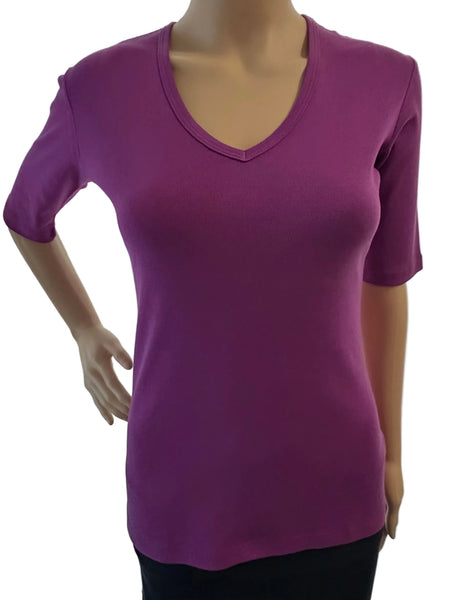 Solid Elbow Sleeves V neck - Açaí