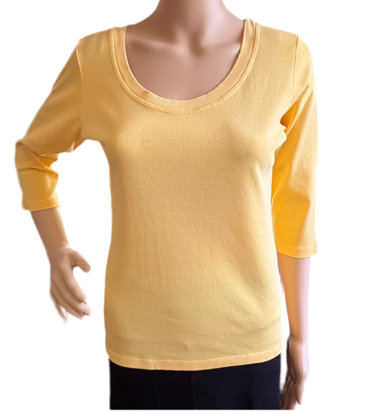 Solid Round-Neck Top - Marigold