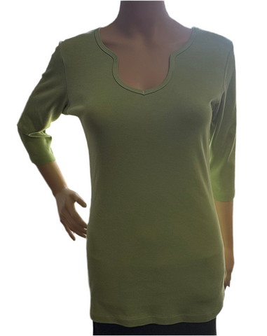 Solid Keyhole neck Top - Lawn