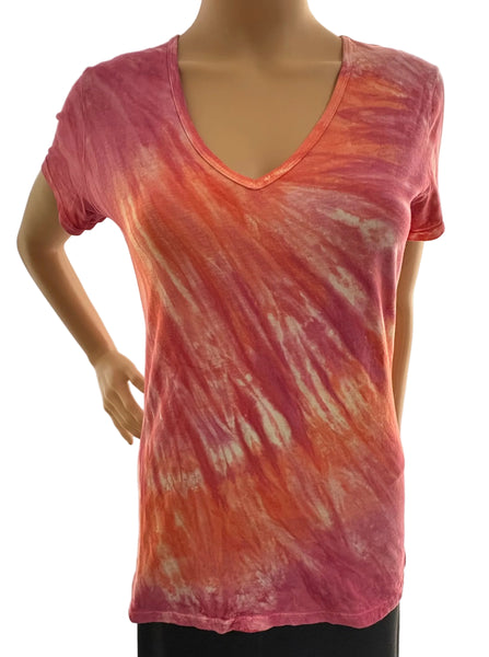 River wash Short Sleeves V neck - Azalea/Coral