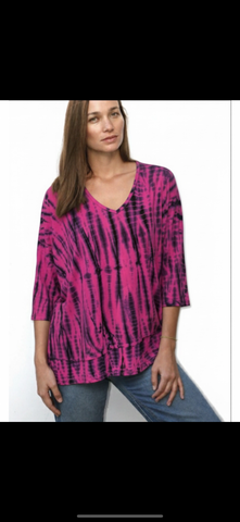 Alligator Tie Dye Hi/Low Top      Fuschia/Midnight