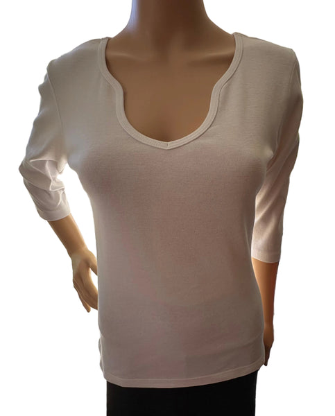 Solid Keyhole neck Top - White