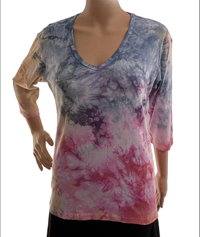 Carrera wash V neck - Blue/Rose/Gold