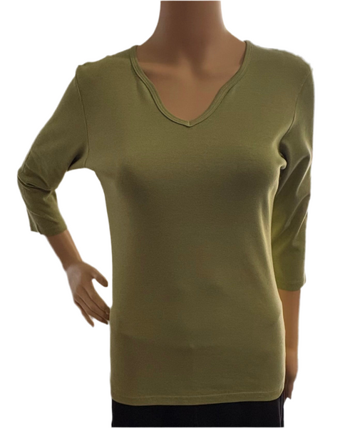 Solid Keyhole neck Top - Green Celedon