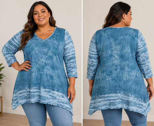 V-neck Tunic - Crystal Wash Aqua