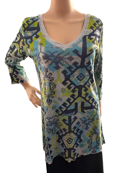Nomadic Rug V-neck Tunic - Blue Combo