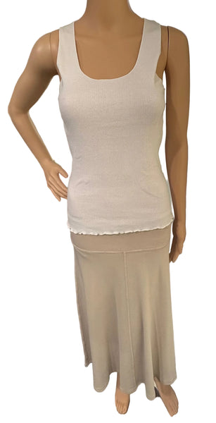 Mid Length Skirt - Solid Garment Dye - Stone
