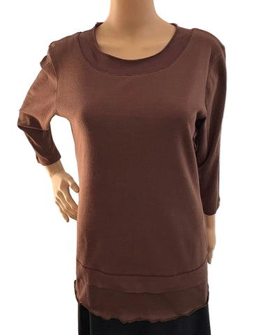 Solid Layered hem top - Chocolate