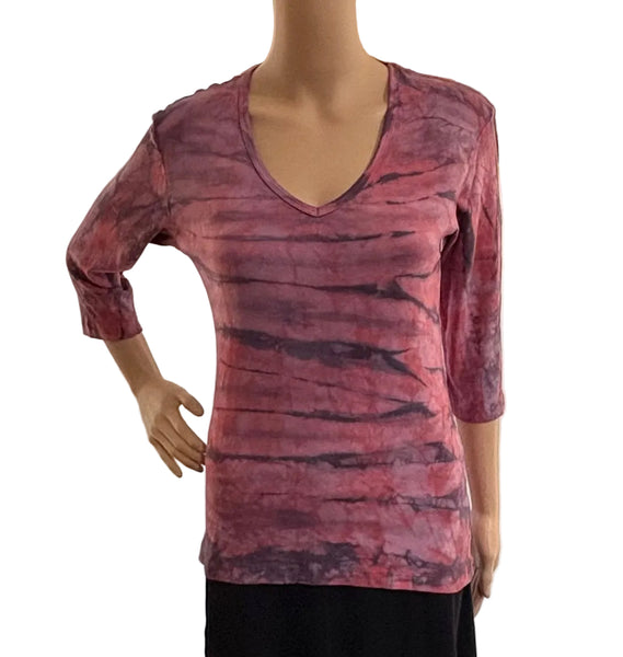Horizon Wash V Neck - Wine/Graphite