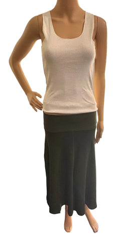Mid Length Skirt - Solid Garment Dye - Forest Green