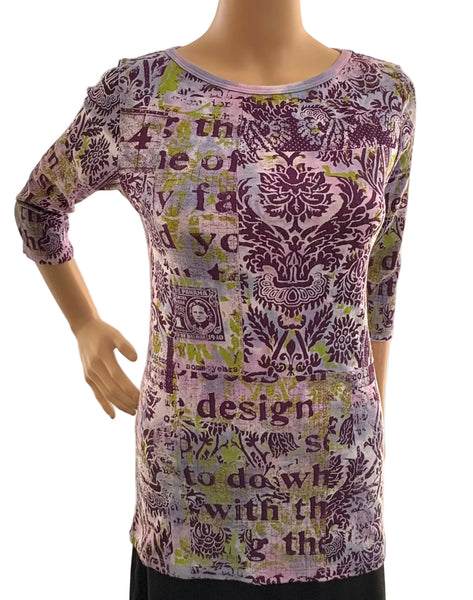 Balboa Damask - Boat Neck Top - Lavender