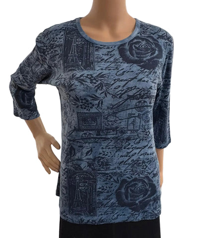 Paris Rose Crew Neck - Indigo/Navy