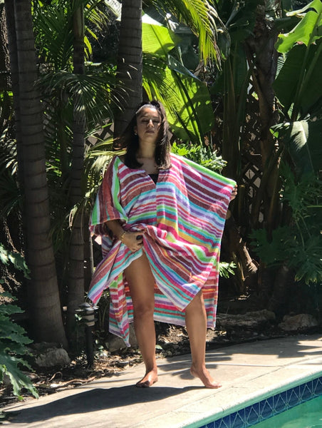 Fresco Towels - Napa Strips White - Long Bandito Poncho