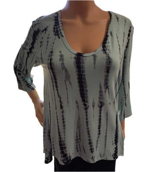 Alligator Tie Dye Hi/Low Top      Aqua /Black