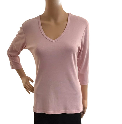 Solid V neck Top - Mantra Rose