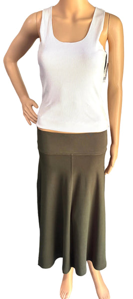 Mid Length Skirt - Solid Garment Dye - Forest Green