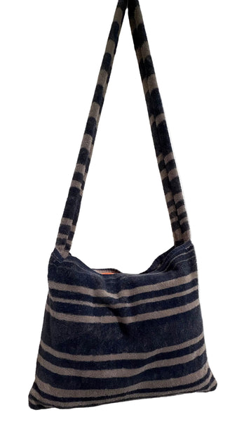 Fresco Towels - Napa Stripes Navy/Taupe - Messenger Bag