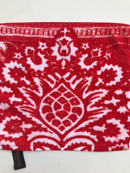 Fresco Towels- Bohemian Damask Red - Washcloth