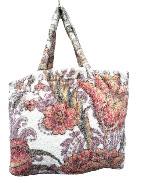 Fresco Towels - Damask Flowers Ivory - Large Tote Bag