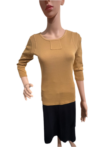 Textured Details Solid Top - Curry