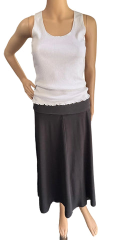 Mid Length Skirt - Solid Garment Dye - Graphite