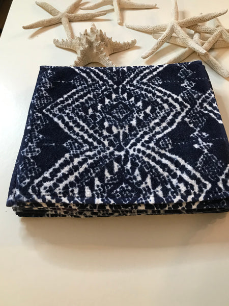 Fresco Towels - Sahara Diamonds Navy/White - Washcloth