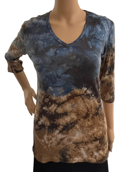 Carrera wash V neck - Indigo/Brown
