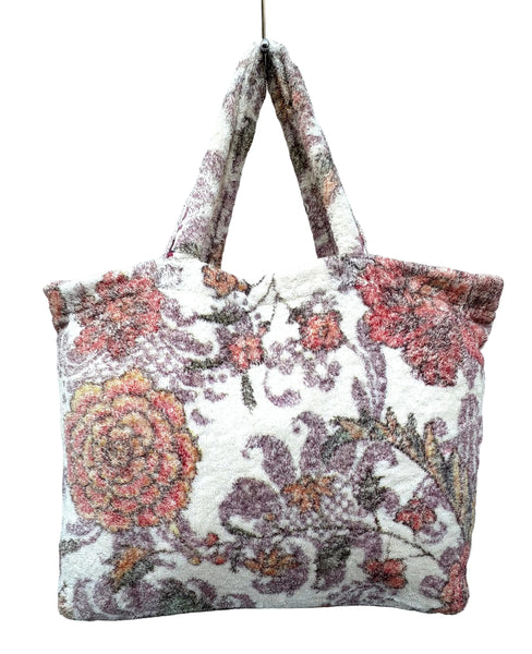 Fresco Towels - Damask Flowers Ivory - Large Tote Bag